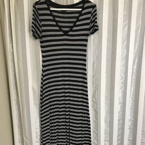 Black and gray stripped maxi dress
